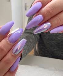 Light Purple Coffin Nails With Design Nail And Manicure Trends If you wan addition effects, consider to embellish stylish floral pattern adds a sense of gentle on the purple background. light purple coffin nails with design