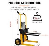 Amazon.com: Carrier Material Hand Forklift Pallet Stacker, 560 lb.  Capacity, 35 in. Lift Height with Adjustable Forks and Fixed Legs, Material  Lifter, ...