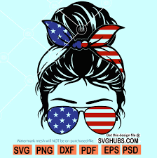 Download Messy Bun 4th Of July Svg 4th Of July Messy Bun Hair Svg Svg Hubs