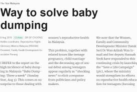 It also highlights the implications of the laws in malaysia arising from as a conclusion, the phrase baby dumping per se does not exist in the context of the malaysian criminal law. News Media Rraam Malaysia