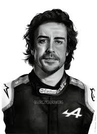 Limited Edition Print of Drawing Fernando Alonso Alpine F1 Formula 1 A4