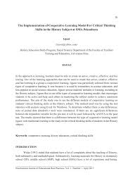 Pdf The Implementation Of Cooperative Learning Model For Critical Thinking Skills In The History Subject At Sma Pekanbaru
