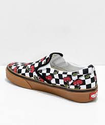 Black And Gum Vans Vans Slip On Cherry Black Gum Checkered Skate Shoes Skate Shoes Cute Shoes Vans Slip On