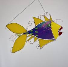 Funny Fish Whimsey Personality Custom Fish Art Glass Crafts Rustic Crafts Fish Art
