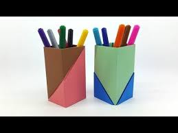 How To Make Pen Stand Origami Pen Holder Pencil Holder Ideas Youtube Origami Pencil Holder Diy Pencil Holder Pen Case Diy