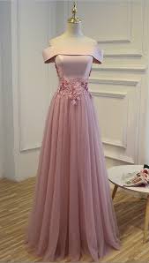 Cheap Long Party Evening Dress 2017 Boat Neck Lace Up Women Formal Prom Gown Bridesmaid Dresses Real Picture Prom Dresses Long Tulle Prom Dress Pink Prom Dresses