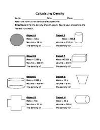 Calculating Density Worksheet Density Worksheet Calculating Density Persuasive Writing Prompts