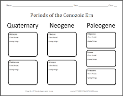 Periods Of The Cenozoic Era Chart Worksheet Student Handouts