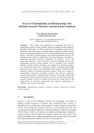 Daftar ini belum lengkap lengkap. Pdf Level Of Chemophobia And Relationship With Attitude Towards Chemistry Among Science Students