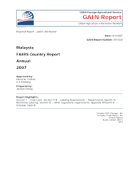 Food standards in malaysia are developed by industry standardization committee under mosti. Http Www Fas Usda Gov Gainfiles 200708 146291928 Pdf