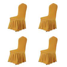 Dining covers add sophistication, elegance and most importantly practicality of remodeling your dining room in minutes. Uxcell Stretch Spandex Round Top Dining Room Chair Covers Long Ruffled Skirt Slipcover For Wedding Banquet Party Chair Covers Pink 1pc Home Decor Home Decor Alumat Pl