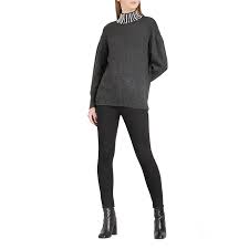 Sandro Faux Pearl Embellished Mockneck Sweater Evachic