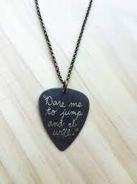 Engraved Brass Guitar Pick Necklace Tom Waits By Runlovedare07 Via Etsy