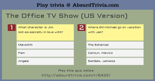 Many were content with the life they lived and items they had, while others were attempting to construct boats to. Trivia Quiz The Office Tv Show Us Version