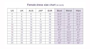 Female Dress Size Conversion Charts Glamwearballroom Com