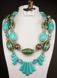 Turquoise And Ceramic Chunky Western Cowgirl Necklace Etsy Cowgirl Necklaces Cowgirl Accessories Turquoise