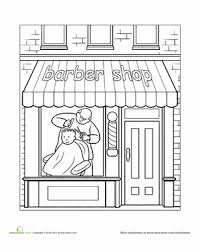 Paint The Town Barber Shop Worksheet Education Com Coloring Pages Kids Coloring Books Community Places