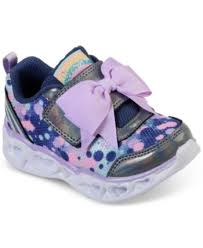 Skechers Toddler Girls Heart Lights Sparkle Spark Casual Sneakers From Finish Line Navy Lavender In 2020 Kid Shoes Sketchers Shoes Women Casual Sneakers