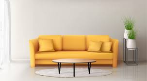 modern interior with yellow sofa vector free download