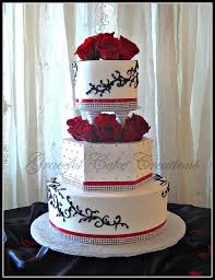 Black And White Wedding Cakes With Bling Elegant White Wedding Cake With Red Black And Bling Accents Wedding Cake Simple Elegant Black Wedding Cakes Simple Wedding Cake