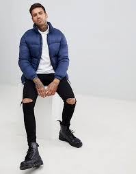 Pull Bear Pull Bear Puffer Jacket In Blue Jackets Puffer Jackets Puffer