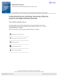 'a note about reflection journals: Pdf Understanding Own Teaching Becoming Reflective Teachers Through Reflective Journals