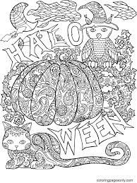 Take a deep breath and relax with these free mandala coloring pages just for the adults. Halloween With Pumpkin Halloween Coloring Pages Halloween Mandala Coloring Pages Coloring Pages For Kids And Adults