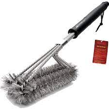 Casfuy Bbq Grill Brush 18 Inches 3 In 1 Stainless Steel Barbecue Grill Cleaning Brush 100 Rust Proof With Wire Bristles Long Handle Strength Clip Grill Brush Clean Grill Barbecue Grill