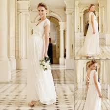 Cheap Online Wedding Dresses Maternity Lace Wedding Dresses White V Neck Short Sleeves Strapless Lace Wedding Dress Maternity Bridal Gowns Online Wedding Dress