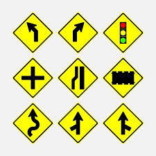 Set Of Road Signs Direction Of Movement In A Yellow Diamond Road Signs Road Vector Yellow Diamond