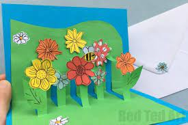 You will need seven flowers, 8 petals each. 3d Flower Card Diy Pop Up Cards For Kids Red Ted Art Make Crafting With Kids Easy Fun