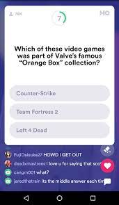 Various special formats of the quiz game sometimes took place: Team Fortress 2 Was The Answer Of Question 11 Of Tonight S Hq Trivia Game R Tf2