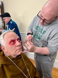 Brother Sebastian LaChance joined the Valley of Boston as a worker for the  Fall Reunion. Here he is applying makeup