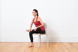 Pigeon Pose In A Chair Chair Pose Yoga Chair Yoga Yoga Poses