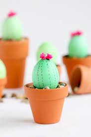 Insert 1 to 2 toothpicks into the narrower end of each egg. Mini Cactus Easter Eggs Unique Easter Eggs Easter Crafts Easter Egg Crafts