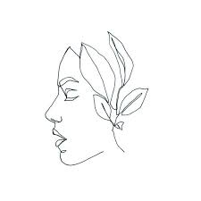 Black And White Face Drawing Outline A Line Drawing Plant Portrait Outline Drawings Line Art Drawings Outline Art