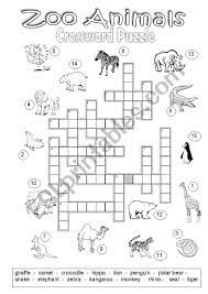 Crossword puzzle about zoo animals from crossword puzzles for children. Crossword Puzzle Zoo Animals Esl Worksheet By Marylin