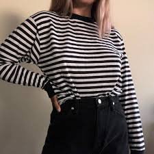 Black And White Striped Long Sleeve Shirt Outfit Black And White Striped Long Sleeve Fits Size Xs Small Black Striped Long Sleeve Shirt Long Sleeve Tshirt Outfit Striped Long Sleeve Shirt