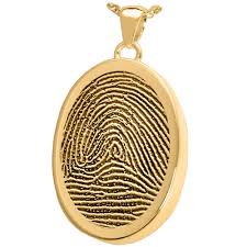 14k solid gold small cross pendant. Fingerprint Oval Solid 14k Gold Cremation Pendant Necklace