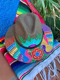 Hand Painted Mexican Hat Hand Painted Hat Mexican Sombrero Traditional Floral Painted Hat Fiesta Cinco De Mayo Artisan Cowboy Hat Panama Mexican Hat Painted Hat Hand Painted Hat