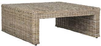 Commercial gray square wicker outdoor patio coffee table with glass top. Sea7030a Coffee Tables Furniture By Safavieh