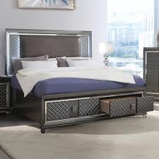 Most definitely, they will cost less than king bed frames. Acme Furniture Sawyer 27967ek Glam King Bed With Footboard Storage And Led Lighting Del Sol Furniture Upholstered Beds