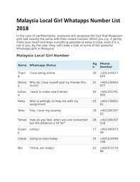 +60 + area code + local number. Malaysia Local Girl Whatapps Number List 2018 By Josephguerra123 Issuu