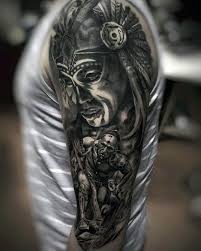 Realistic grey mayan tattoo on side leg. Pin On Tattoo S