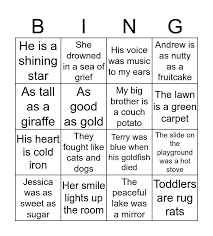 Instead it says that the two things are one and the same. Simile And Metaphor Bingo Bingo Card