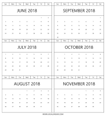 Free 2018 Calendar June To November Printable Template Calendar Printables Calendar June Calendar