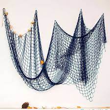 Refaxi Blue Nautical Seaside Beach Theme Decorative Sea Ocean Fish Net Home Wall Party Decor Fish Net Decor Fishnet Fishing Net