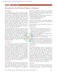 Pdf Management Of Von Willebrand Disease In Pregnancy