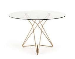 Modern Clear Round Glass Top Gold Stainless Steel Base Dining Table Dining Table Gold Glass Round Dining Table Round Dining Table
