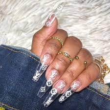 Clear Louis Vuitton Nails Acrylicnailscoffin Gucci Nails Louis Vuitton Nails Glass Nails